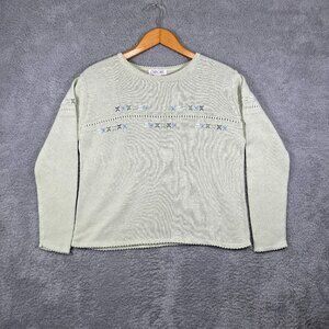Cherokee women’s embroidered light green sweater Size XL‎